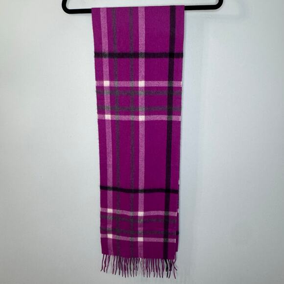 Charter Club Cashmere Purple Checked Scarf Classic Luxury Women's - Picture 1 of 6
